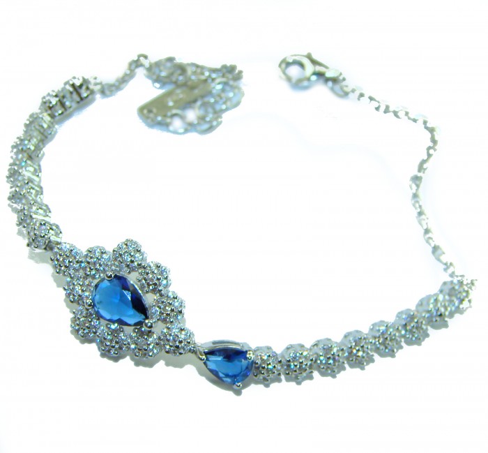 Born to Glam 4.2 carat natural Sapphire .925 Sterling Silver Perfectly handcrafted Statement Bracelet