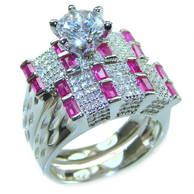 Exotic Beauty 5.5 carat Ruby .925 Sterling Silver Handcrafted Stackable Ring size 8