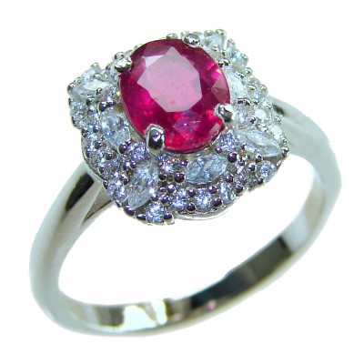 Authentic Ruby .925 Sterling Silver brilliantly handcrafted ring s. 6 3/4