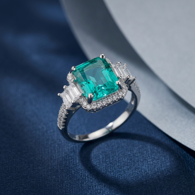 Art Deco 8.9 carat authentic Aquamarine .925 Sterling Silver Handcrafted Ring size 8