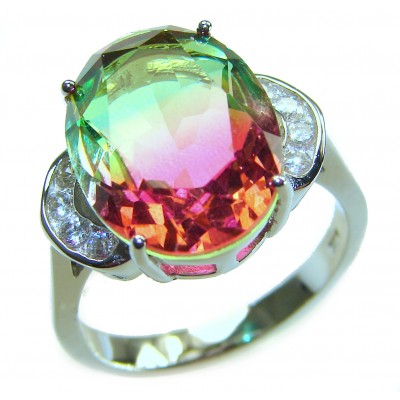 Rio De Janeiro 12.8 carat Brazilian Tourmaline .925 Sterling Silver Perfectly handcrafted Ring s. 8