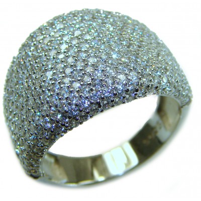 SPECTACULAR 10.5 carat White Topaz .925 Sterling Silver ring size 7