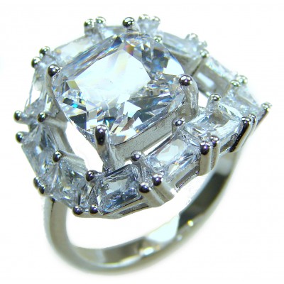 New Concept 14.5 carat White Topaz .925 Sterling Silver ring size 7
