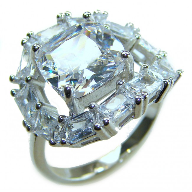 New Concept 14.5 carat White Topaz .925 Sterling Silver ring size 7