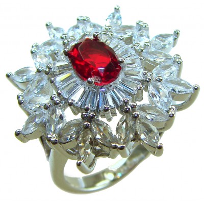Bella Rosa Genuine 10.5 CARAT Ruby .925 Sterling Silver Large Statement Ring size 6 1/4