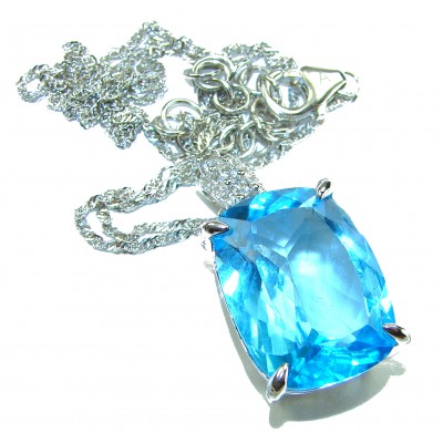 Pacifica 19.5 carat Swiss Blue Topaz .925 Sterling Silver Handcrafted necklace