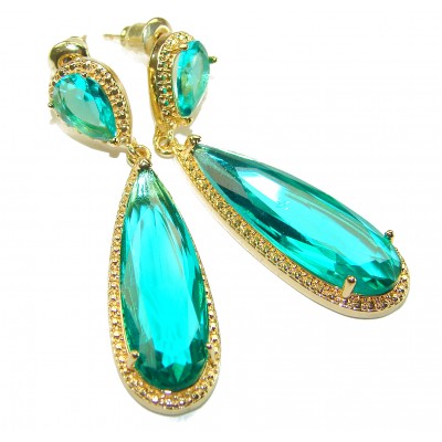 Eau Pure 10.5 carat AQUAMARINE 14K Gold over .925 Sterling Silver Handcrafted Earrings