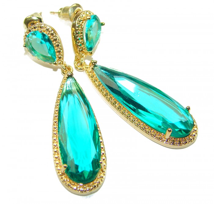 Eau Pure 10.5 carat AQUAMARINE 14K Gold over .925 Sterling Silver Handcrafted Earrings