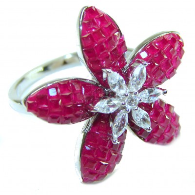 Born to Glam authentic 10.2 carat Ruby .925 Silver handcrafted Ring s. 8