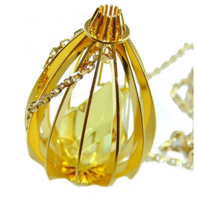 Wonderland Elegant Genuine Baltic Amber 22K Gold over .925 Silver handcrafted Necklace