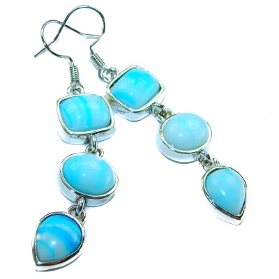Precious Blue Larimar .925 Sterling Silver handmade earrings