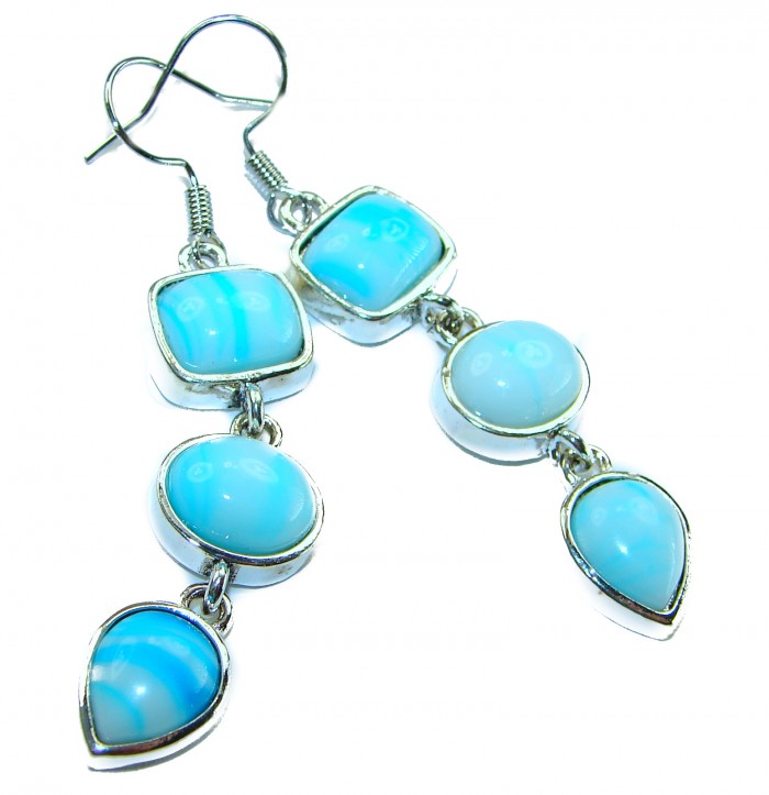Precious Blue Larimar .925 Sterling Silver handmade earrings