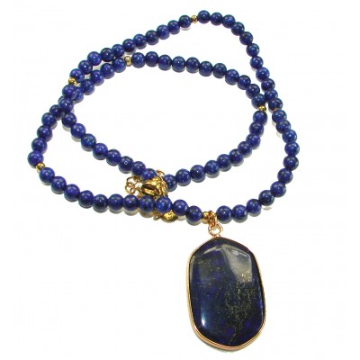 Bohemian style genuine Lapis Lazuli 14K Gold over .925 Sterling Silver Station Necklace