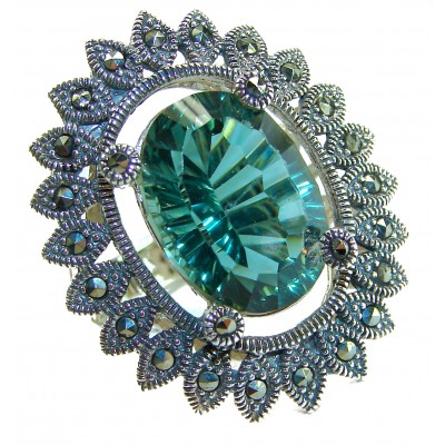 OUTSTANDING 10.5 carat Brazilian Apatite .925 Sterling Silver Perfectly handcrafted Ring s. 7 1/4