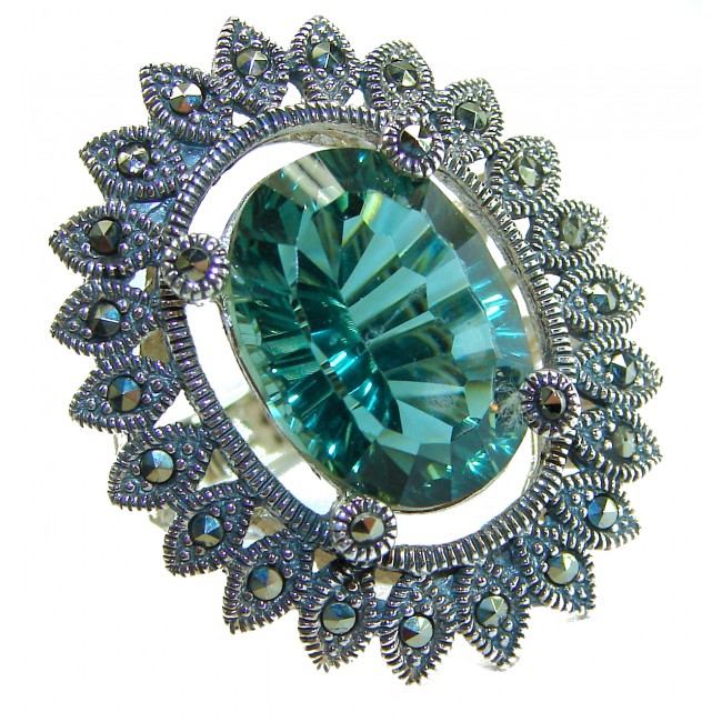 OUTSTANDING 10.5 carat Brazilian Apatite .925 Sterling Silver Perfectly handcrafted Ring s. 7 1/4
