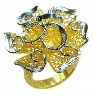 Dubai Style - .925 Sterling Silver dipped in 22K Gold handmade Large ring size 6