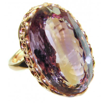 Odyssey 24.5 carat Genuine Ametrine .925 Sterling Silver dipped in 18K Gold Handcrafted Ring size 8