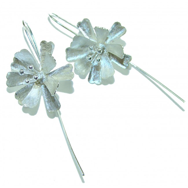Silver Flowers Italy made .925 Sterling Silver Earrings
