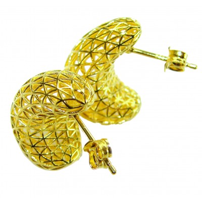 Dubai Style - .925 Sterling Silver dipped in 22K Gold handmade Earrings