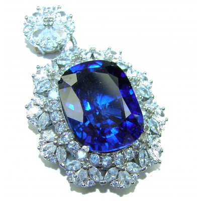 Deep Blue Ocean 18.5 carat Kyanite .925 Sterling Silver handmade Luxurious Pendant