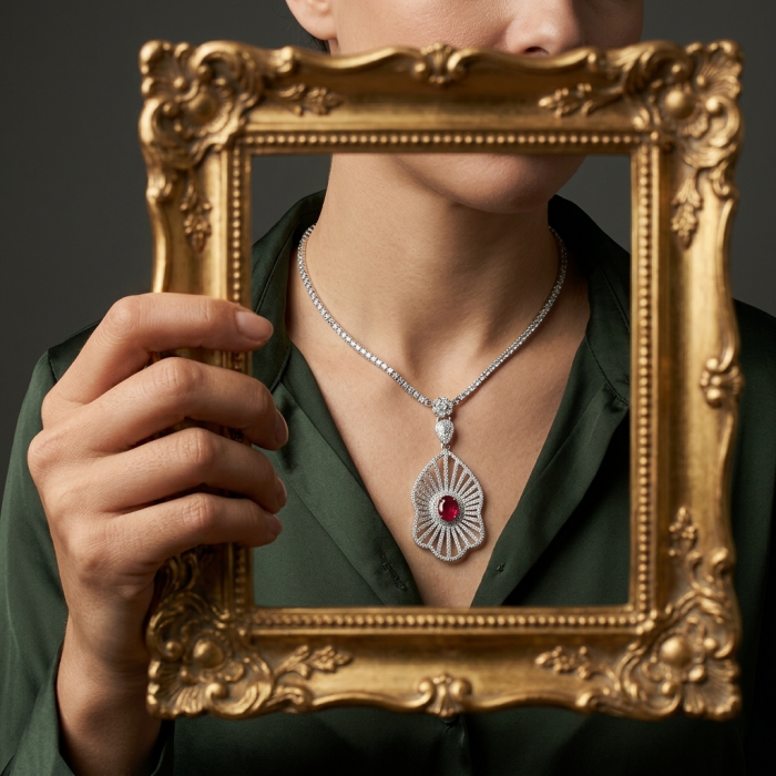 Magic bEAUTY 7.5 carat Ruby .925 Sterling Silver .925 Sterling Silver Statement Necklace - video