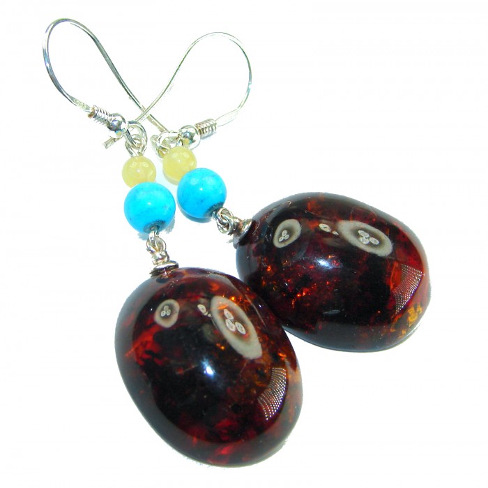 Golden Honey Drops authentic Baltic Amber .925 Sterling Silver earrings