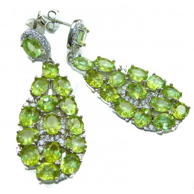 Fiesta Authentic 27.5 carat Peridot .925 Sterling Silver brilliantly handcrafted Statement earrings