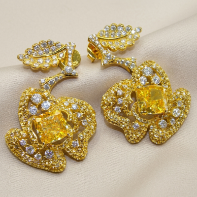 Golden Apples 10.5 carat Golden - yellow Montana Sapphire .925 Sterling Silver dipped in 22K Gold handcrafted earrings