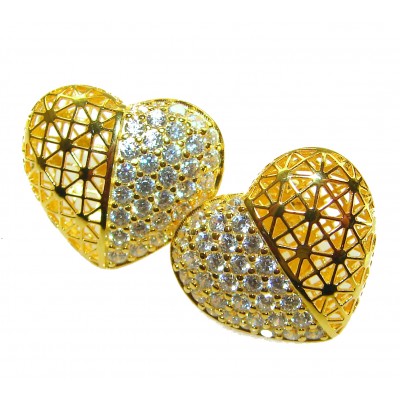 Dubai Style - HEARTS .925 Sterling Silver dipped in 22K Gold handmade Earrings