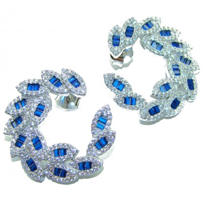 Art Deco - Luxurious natural 7.5 carat Sapphire .925 Sterling Silver Perfectly handcrafted earrings