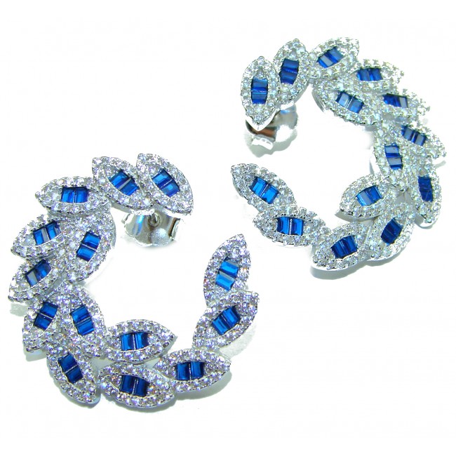 Art Deco - Luxurious natural 7.5 carat Sapphire .925 Sterling Silver Perfectly handcrafted earrings