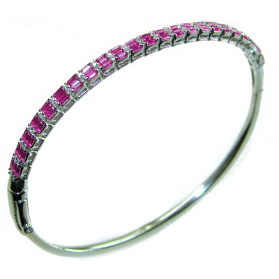 Art Deco Giovanna 7.2 carat Mozambique Ruby .925 Sterling Silver dipped in rhodium Statement Bracelet