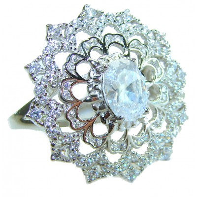 New Concept 14.5 carat White Topaz .925 Sterling Silver ring size 7