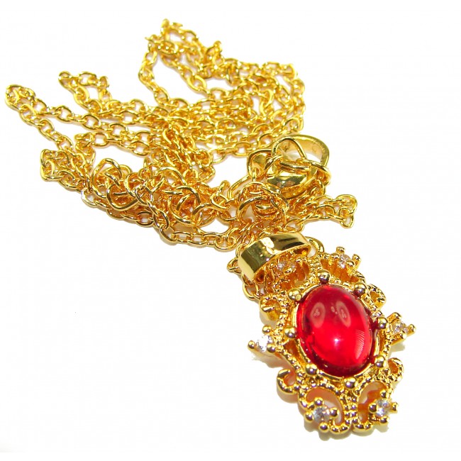 ESTANCIA Sublime natural Red topaz 10K Gold over Sterling Silver handmade Necklace