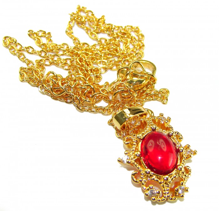 ESTANCIA Sublime natural Red topaz 10K Gold over Sterling Silver handmade Necklace