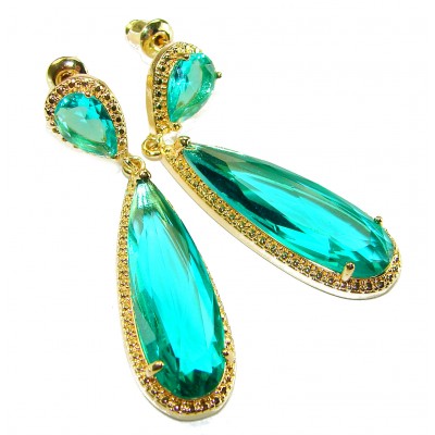 Eau Pure 10.5 carat AQUAMARINE 14K Gold over .925 Sterling Silver Handcrafted Earrings