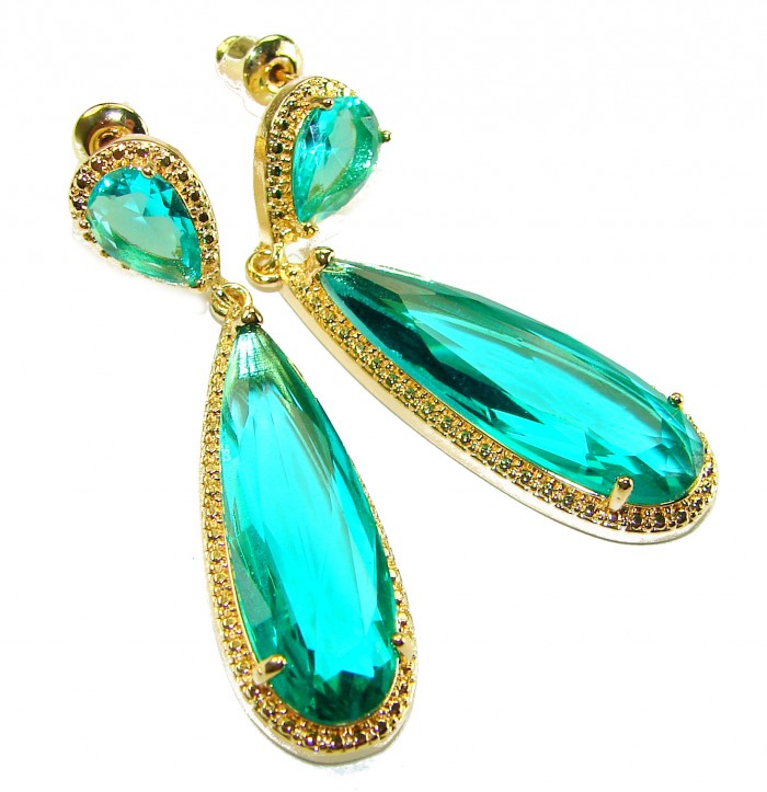 Eau Pure 10.5 carat AQUAMARINE 14K Gold over .925 Sterling Silver Handcrafted Earrings