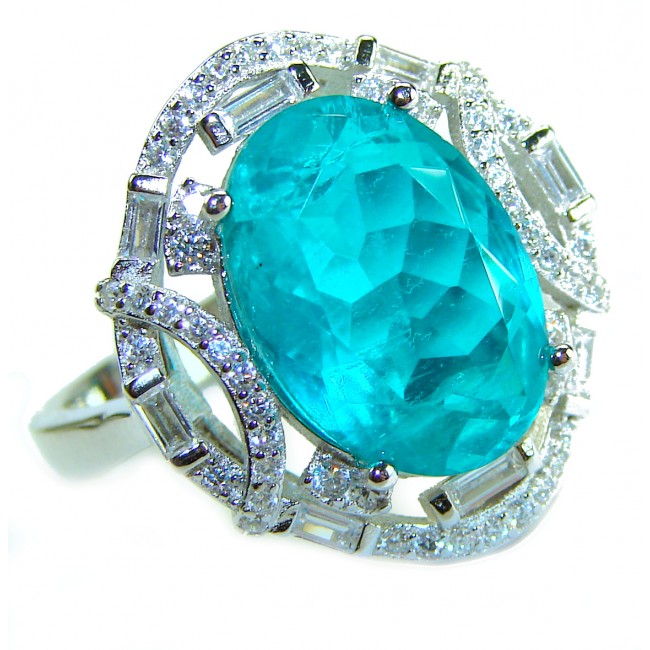 9.9 carat authentic Aquamarine .925 Sterling Silver Handcrafted Ring size 7 3/4