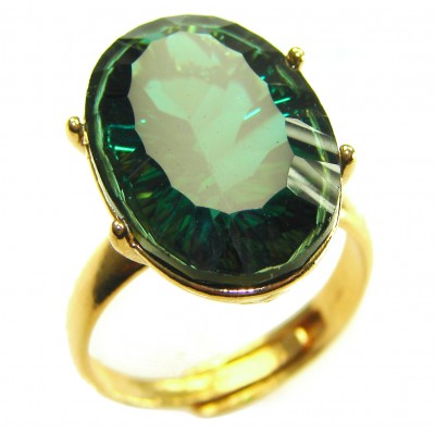Exotic Beauty oval cut 17.5 carat Helenite .925 Sterling Silver dipped in Real Gold handmade Ring s. 8
