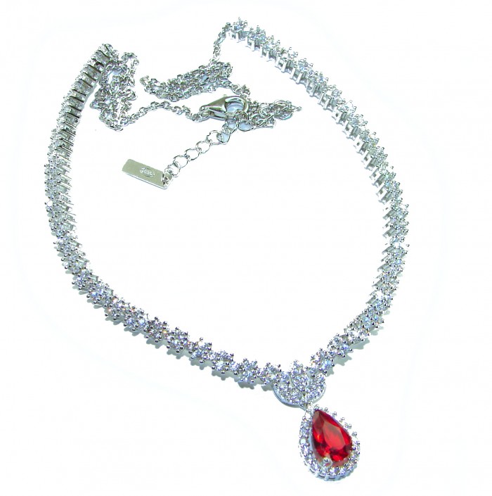 Julietta Luxurious natural 4 .5 carat Ruby .925 Sterling Silver handmade necklace