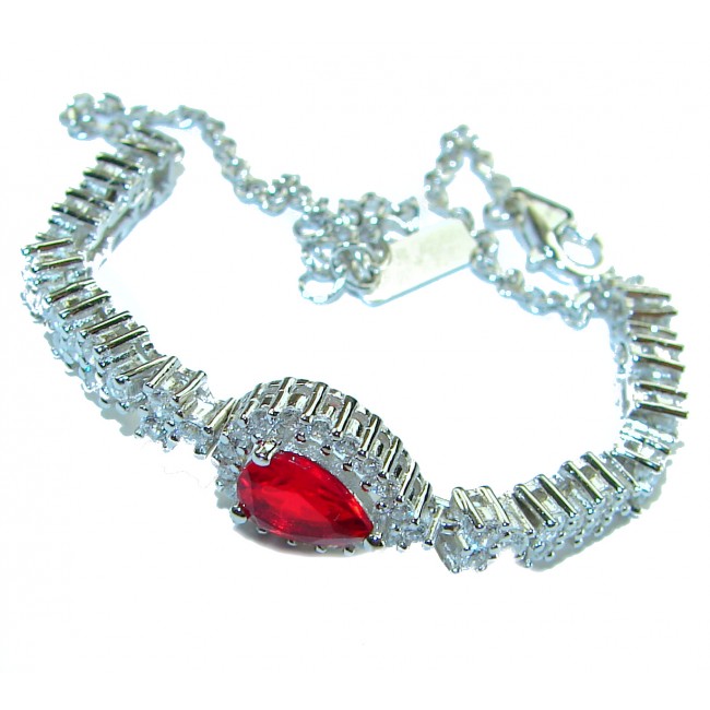 Natural 6.7 carat Ruby .925 Sterling Silver handmade Statement Bracelet