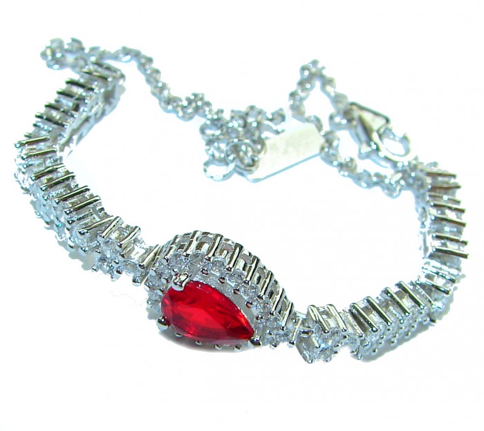 Natural 6.7 carat Ruby .925 Sterling Silver handmade Statement Bracelet