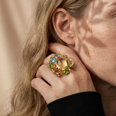 Spectacular 10.5 carat BRAZILIAN Citrine .925 Sterling Silver dipped in 18K Gold Handcrafted Huge Ring size 9 1/2