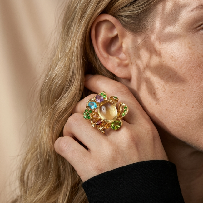 Spectacular 10.5 carat BRAZILIAN Citrine .925 Sterling Silver dipped in 18K Gold Handcrafted Huge Ring size 9 1/2