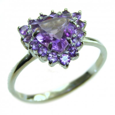 Purple Queen trillion cut 8.2 carat Amethyst .925 Sterling Silver Handcrafted Ring size 9