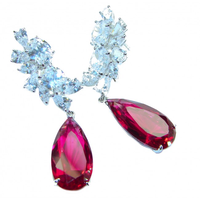 Magnificent Jewel 15.5 carat Ruby .925 Sterling Silver handcrafted incredible earrings