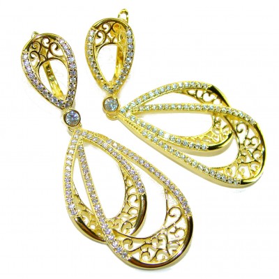 Black Label Collection - Dubai Style - Natural 22K Gold over .925 Sterling Silver handmade earrings