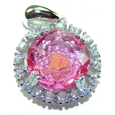 Love 10.8 carat Pink Topaz rhodium over .925 Sterling Silver handcrafted Statement Pendant