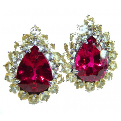 Luxurious natural 18.5 carat Red Topaz .925 Sterling Silver Perfectly handcrafted Earrings