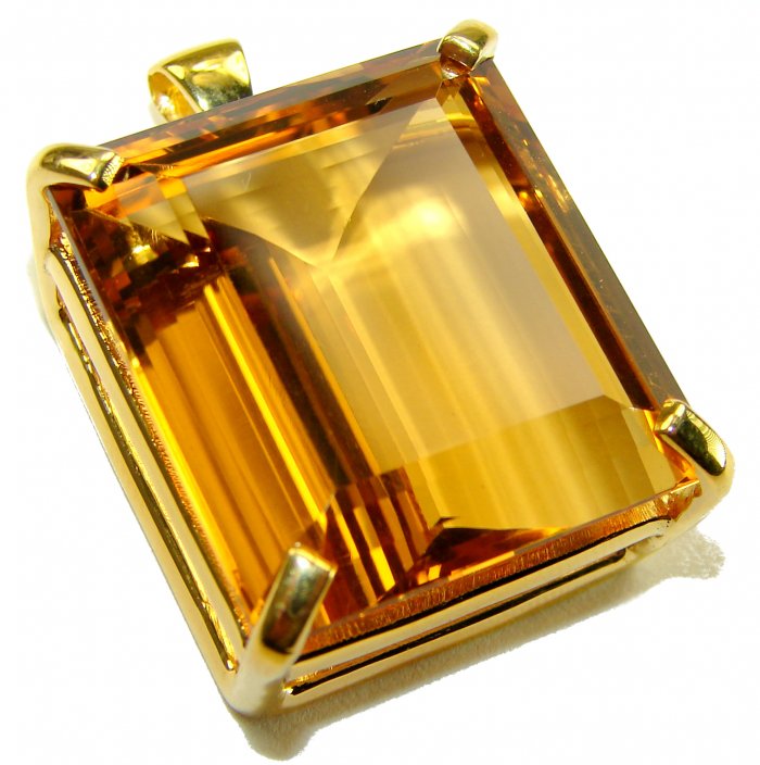 Luxury genuine 33.5 CARAT baquette cut Champagne Topaz .925 Sterling Silver dipped in 18K Gold handmade Pendant - video